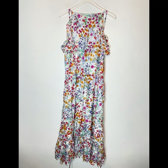 J.JILL FLORAL RUFFLED HEM MAXI DRESS $147 Large - Picture 2 of 10